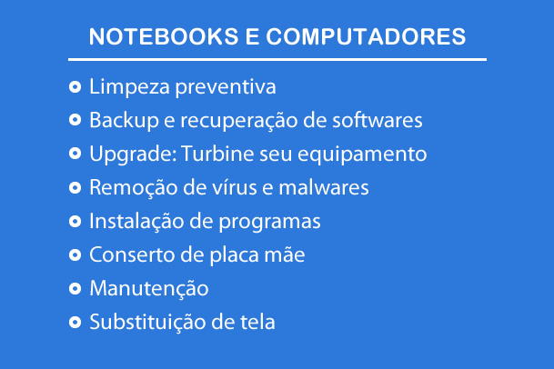 serviços NOTEBOOKS E COMPUTADORES